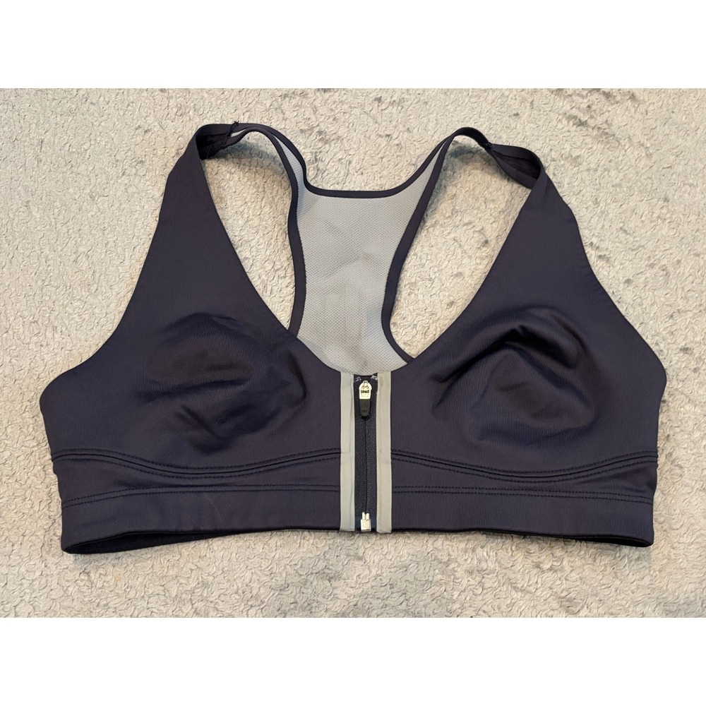 VSX Sport Victorias Secret Front Zip Sports Bra Navy Blue Small Racerback Mesh